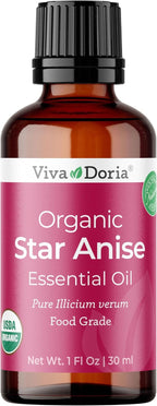 Viva Doria Star Anise Essential Oil, USDA Certified Organic Star Anise Oil, 100% Pure, Natural Essential Oil, Undiluted, for Aromatherapy | Food Grade, 30 mL (1 Fluid Ounce)