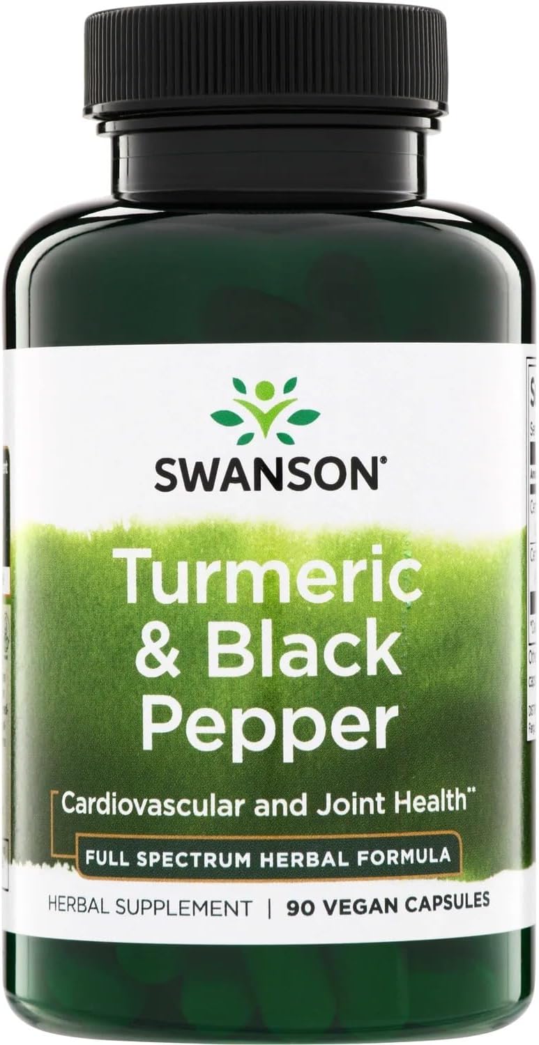 Swanson Premium Turmeric & Black Pepper Antioxidant Supplement for Active Adults Seeking Joint, Digestion, and Circulation Support - Non-GMO, Organic (90 Vegan Capsules)