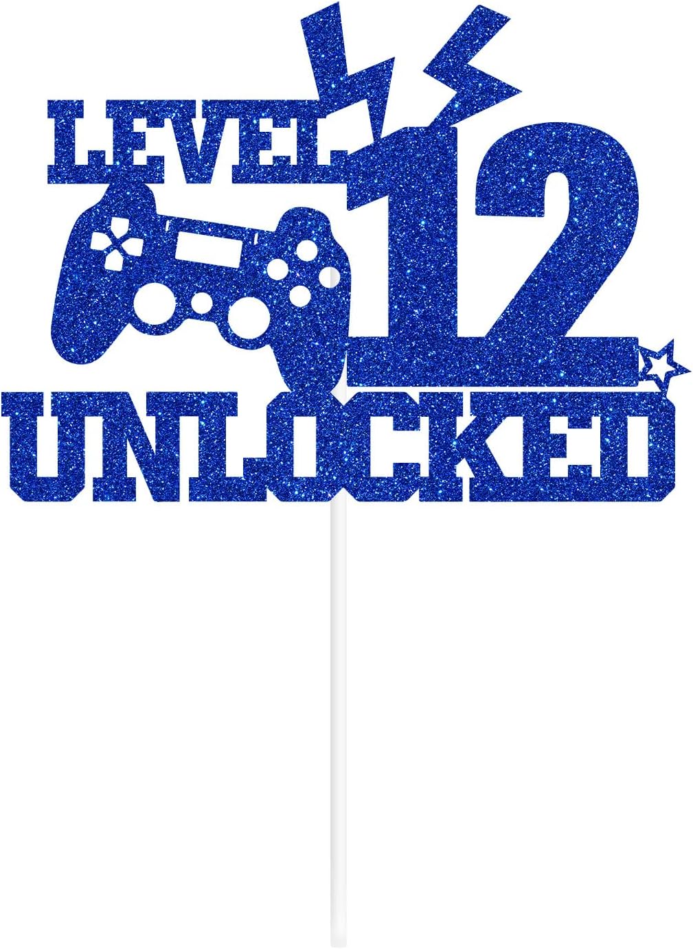Level 12 Unlocked Cake Topper, Boys 12th Birthday Décor, Official Preteen 12, Video Game Controller Happy 12th Birthday Party Decorations, Level Up Winner Decor