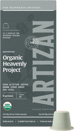 Artizan Coffee Decaf Organic Swiss Water Espresso Pods for Nespresso Original | Heavenly Project | 10 Home Compostable Capsules