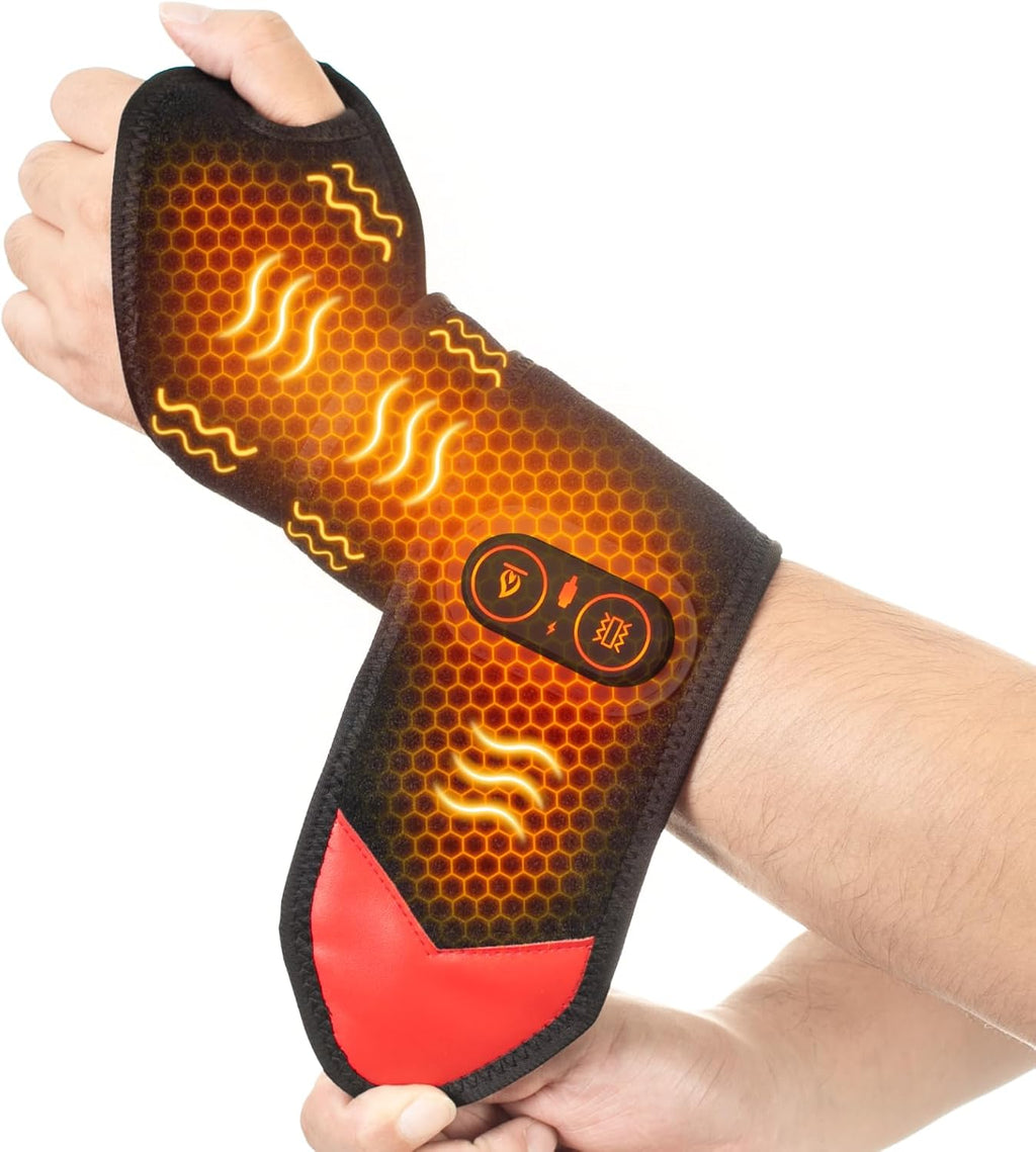 Yabuu Cordless Wrist Hand Heating Pad Massage for Carpal Tunnel With 3000mAh Battery,Hand Arthritis,Wrist Pain Relief,Heat Wrap Pad,Vibration and Adjustable Heat Settings Hot Therapy Gifts for Mom/Dad