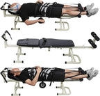 Inversion Massage Traction Table, Portable Cervical Lumbar Traction Bed Spine Stretcher Decompression Machine, Neck & Back Pain Relief Device with Ergonomic Handwheel, 350 LB Capacity (Black)