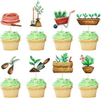 24Pcs Garden Cupcake Toppers, Garden Themed Party Decorations, Garden Tools Cake Picks, Spring Theme Party Decor, Garden Birthday Cake Decorations, Garden Day Decorations