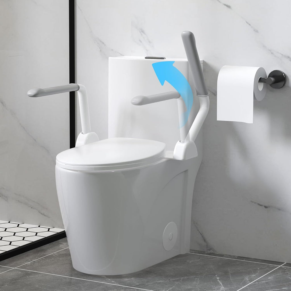 Toilet Safety Rails for Seniors,Space Saving Foldable Toilet Handle, Toilet Support Rails for Seniors and Disabled, Pregnant Women, Grab Bars Toilet Safety Frame