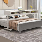 Bed Desk Over The Bed Table with Drawer, Over Bed Office Desk with 360°Rolling, Movable Cross Bed Office Desk, Height Adjustable, for Home/Hospital(White,120cm)