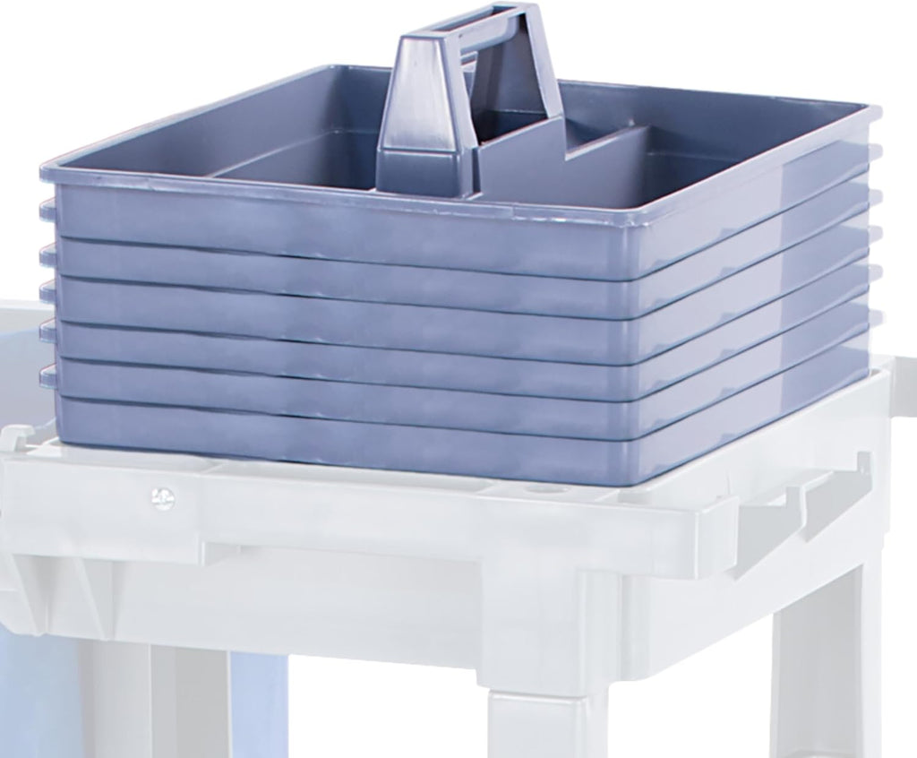 Carlisle FoodService Products Janitorial 6pk Tool Caddy - 3-Compartment Organizer for Janitorial Cart, Durable Polypropylene Construction, Portable and Versatile for Commercial Use (6 Pack)
