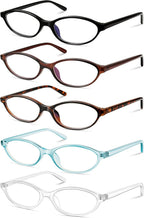 5 Pack Oval Reading Glasses All Day for Women,Computer Readers with Blue Light Protection