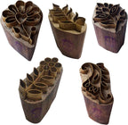 Royal Kraft Floral Brass Wooden Printing Stamps (Set of 5) - DIY Fabric, Clay, Pottery Blocks BHtag0001