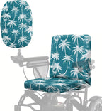 Mobility Scooter Seat Cover, Electric Wheelchair Seat Cover, Universal Fit Mobility Aids Protector Accessories Decor Item, Teal Palm Trees Print, 35 x 18 Inch