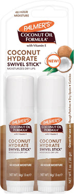 Palmer's Coconut Oil Formula Moisturizing Swivel Stick with Vitamin E, Lip Balm, Face & Body Moisturizer Stick, Ideal for Treating Dry Skin Patches (Pack of 2)