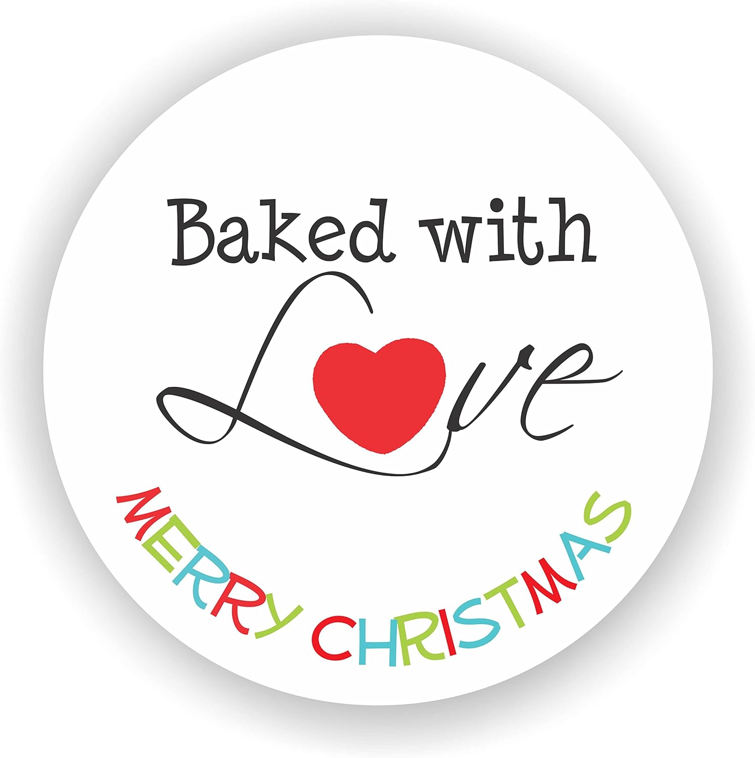 2" Round Snowman Christmas Stickers, Holiday Gift Labels, Merry Christmas Cookies Labels, Happy Holidays Favor - Set of 40 Stickers (Bake w/Love)