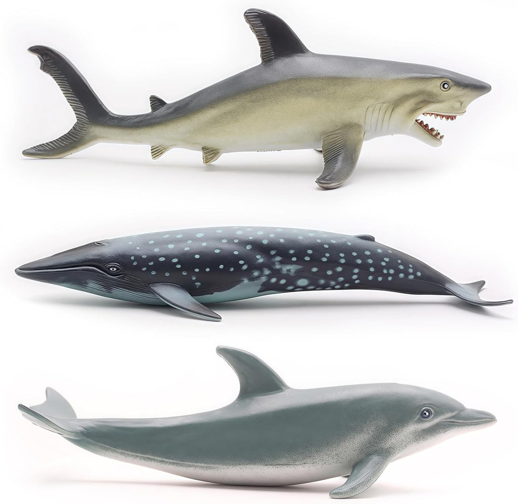 Gemini&Genius Whale Shark Animals Action Figure Toys for Kids (Dolphin, Tiger Shark, Whale Shark)