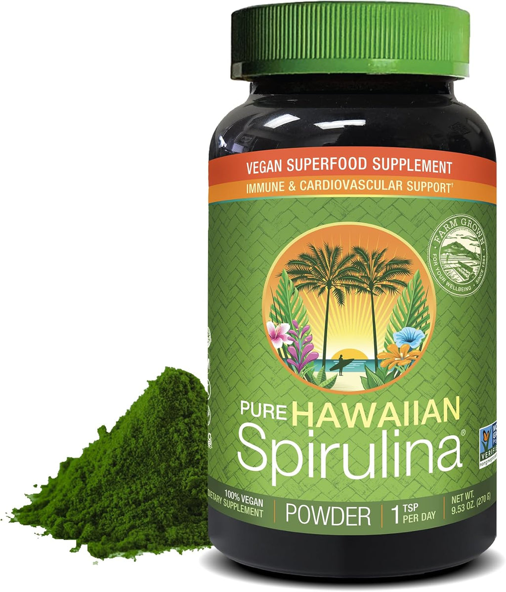 Nutrex Hawaii Pure Hawaiian Spirulina Powder - Vegan Superfood, Farm Grown, Non-GMO, Immune Support & Cellular Energy, 90 Day Supply, 9.53 Oz