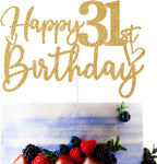 Gold Glitter Happy 31st Birthday Cake Topper, Cheers to 31 Years/31 Years Loved & Blessed, Funny 31st Birthday Party Decorations Supplies