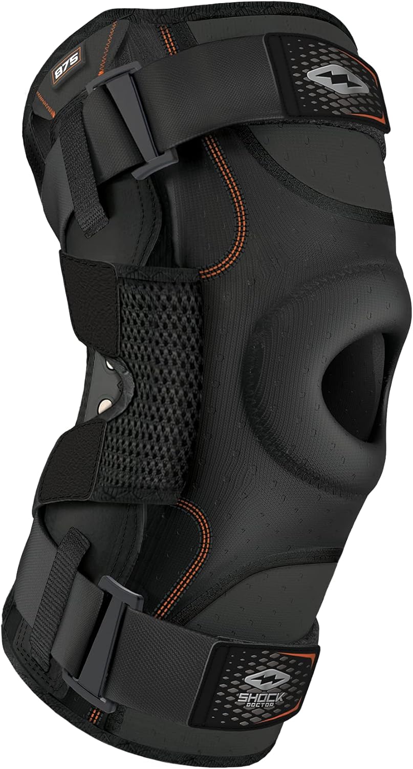 Shock Doctor Knee Brace, Compression Knee Brace for Men & Women, Hinged Knee Brace with Side Stabilizers, Maximum Support, Adjustable Dual Hinges, Knee Braces and Knee Support