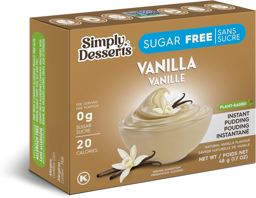 Simply Delish Natural Instant Vanilla Pudding - Sugar Free, Non GMO, Gluten Free, Fat Free, Vegan, Keto Friendly - 1.7 OZ (Pack of 1)