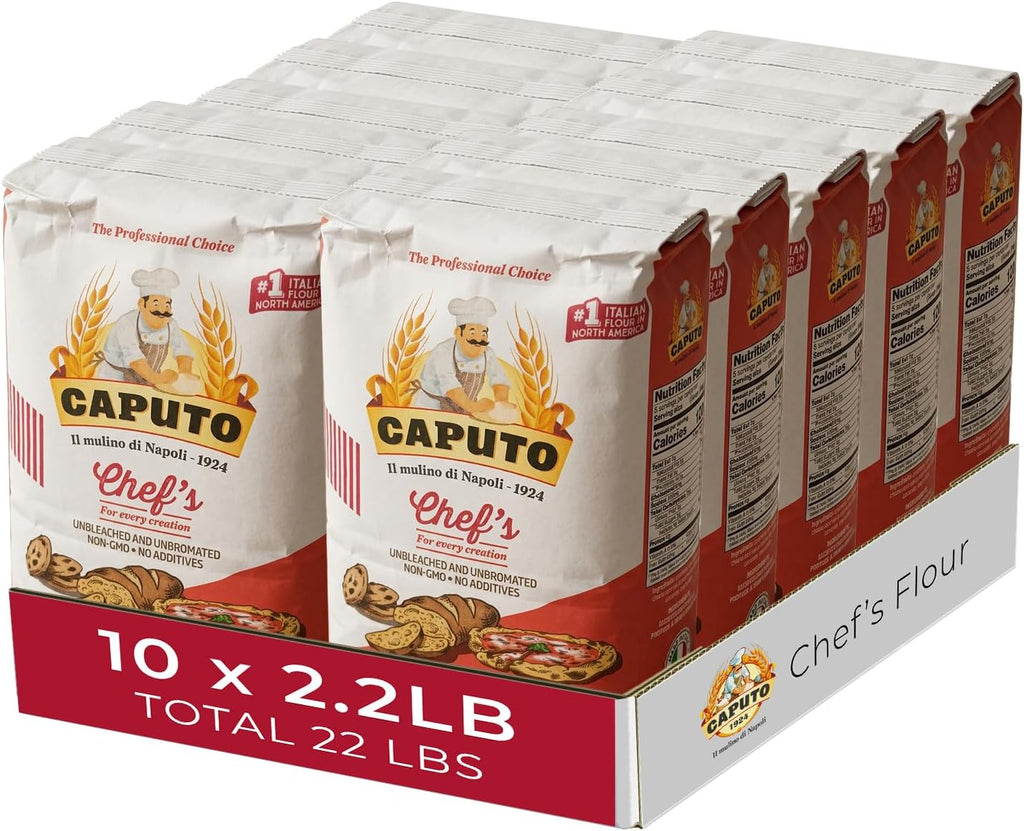 Antimo Caputo Chef's Flour 2.2 LB (Case of 10) - 22 LB Total - Italian Double Zero 00 Flour - Soft Wheat for Pizza Dough, Bread, & Pasta