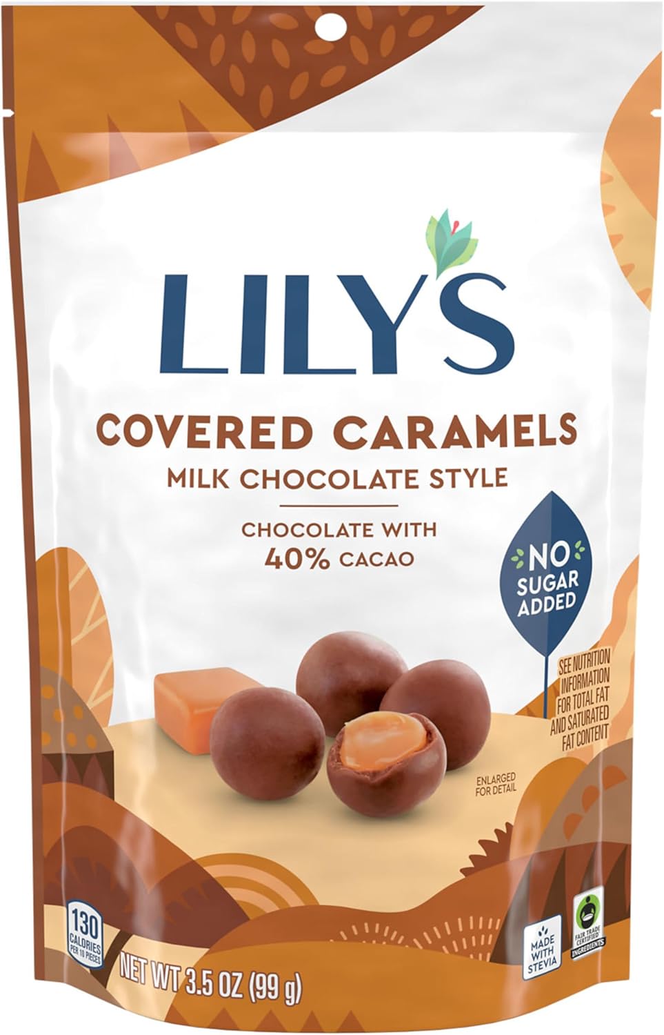 Milk Chocolate Style Caramels By Lily's Sweets | Stevia Sweetened, No Added Sugar, Low-Carb, Keto Friendly | Fair Trade, Gluten-Free & Non-Gmo | 3.5 oz, 3 Pack