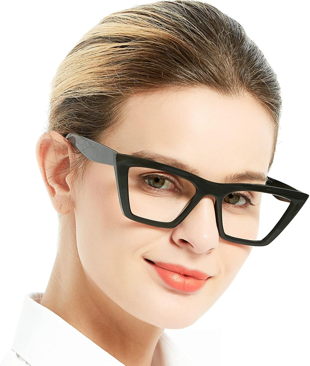 OCCI CHIARI Oversized Reading Glasses 2.5 Womens Trendy Cat Eye Readers 1.0 1.25 1.5 1.75 2.0 2.25 2.5 2.75 3.0 3.5 4.0 5.0 6.0 (Black,2.50)