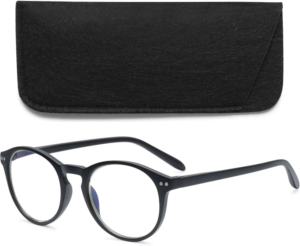 VEVESMUNDO Round Reading Glasses Vintage Large Frame Spring Hinge Blue Light Blocking Glasses for Women Men