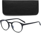 VEVESMUNDO Round Reading Glasses Vintage Large Frame Spring Hinge Blue Light Blocking Glasses for Women Men