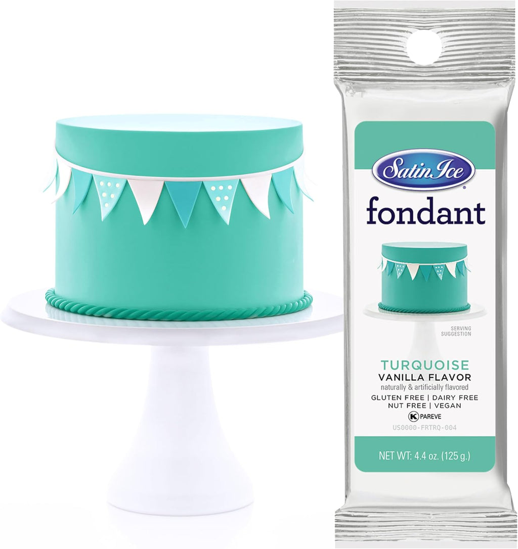 Satin Ice Fondant for Cake Decorating, Turquoise (4.4 Ounce)
