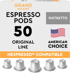 Grano Milano Ristretto Coffee Capsules - 50 Aluminum Coffee Pods Compatible with Nespresso Original line, Dark Roast - Intensity 10/12, Made in Italy