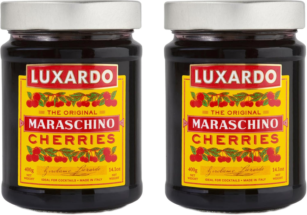 Luxardo Gourmet Cocktail Maraschino Cherries | for Old Fashioned, Manhattan and Desserts, 400G Jar. [Pack of 2]
