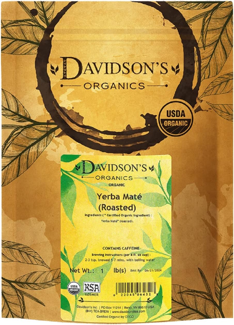 Davidson's Organics, Yerba Mate Roasted, Loose Leaf Tea, 16-Ounce Bag