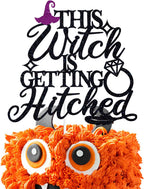 Black Glitter This Witch is Getting Hitched Cake Topper, Till Death Cake Decor, Halloween Bachelorette Bridal Shower Wedding Anniversary Party Decorations