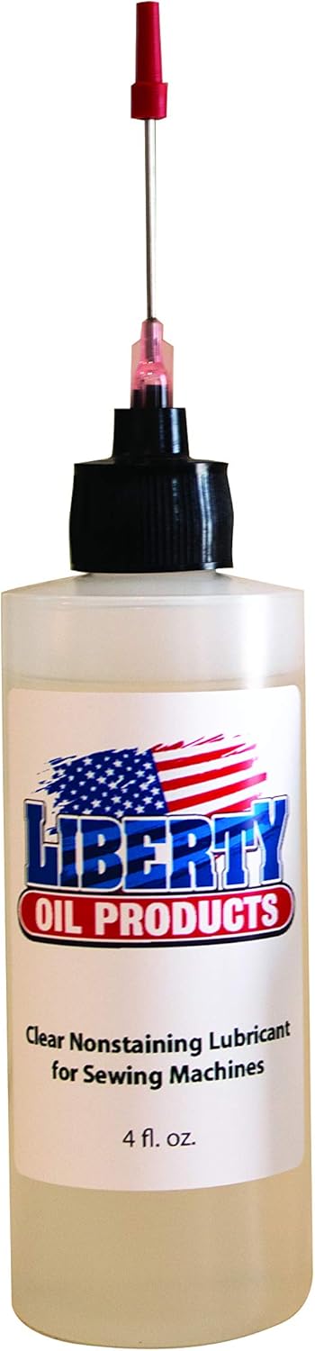 Liberty Oil, Clear Nonstaining Oil for Lubricating All Moving Parts of your Sewing Machine. Large 4 Ounce Bottle