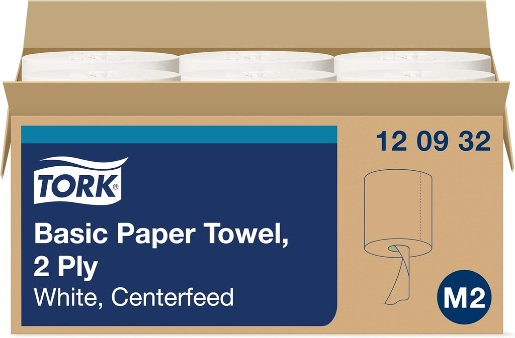 Tork Centerfeed Paper Towel White M2, High Absorbency, 6 x 500 Sheets, 120932
