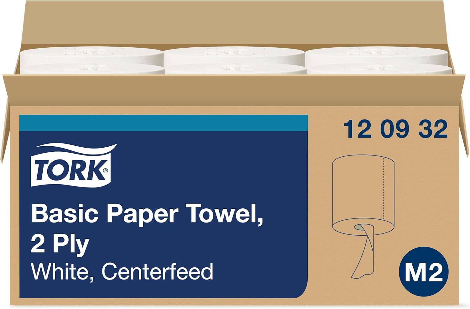 Tork Centerfeed Paper Towel White M2, High Absorbency, 6 x 500 Sheets, 120932