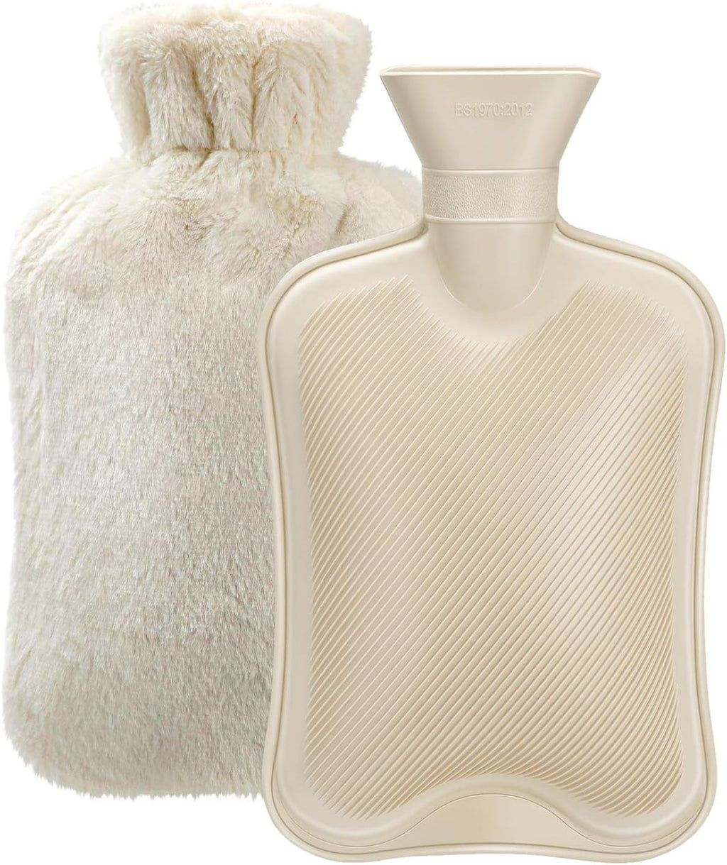 Hot Water Bottle Rubber with Soft Cover (2 Liter) Hot Water Bag for Cramps, Pain Relief, Removable Hot Cold Pack Hot Water Bed Warmer