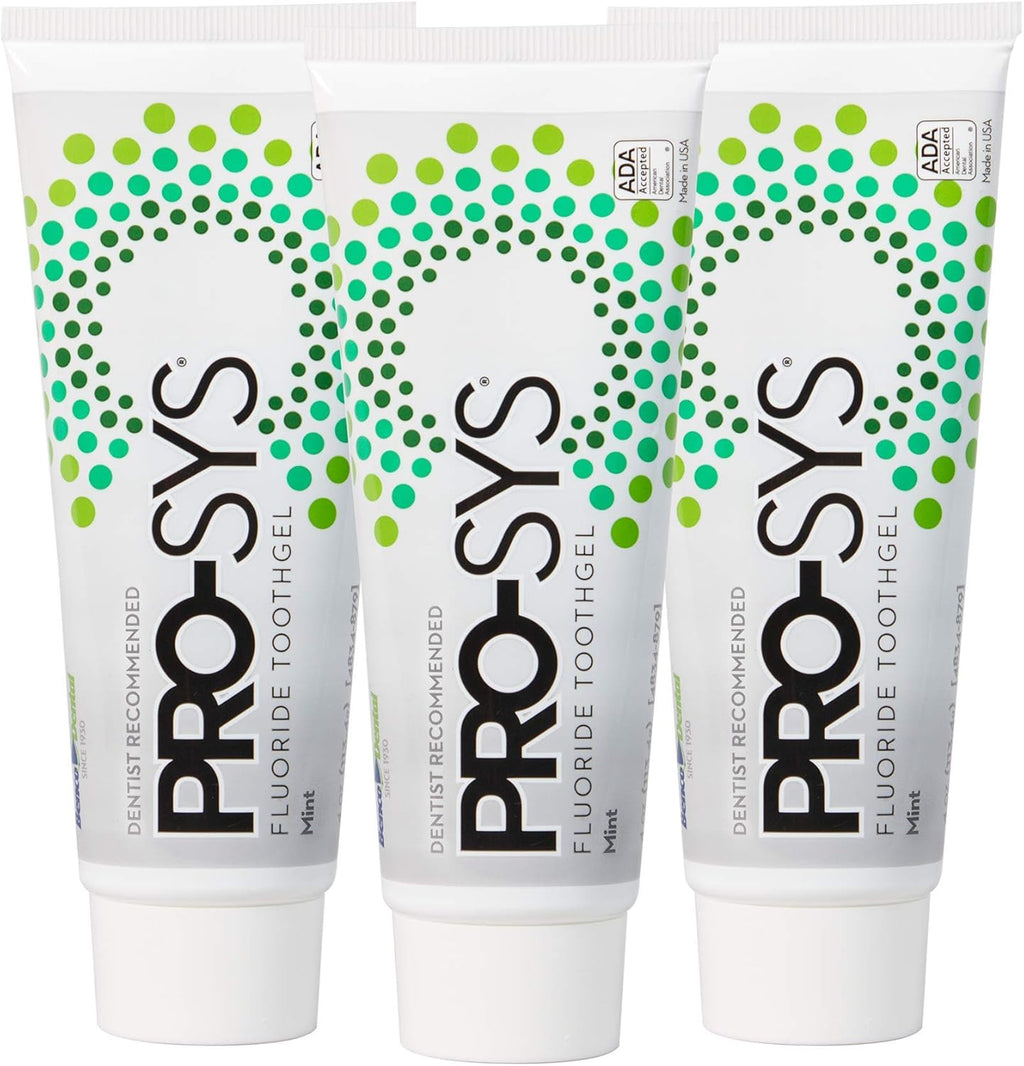 PRO-SYS® Mint Fluoride Toothpaste Gel, ADA Approved, Prevents Cavities, Gingivitis, and Plaque, Pack of 3