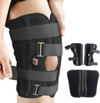Azmec Straight Leg Brace Tri-Panel Orthopedic Knee Immobilizer 12" Long Adjustable Side Panels Knee Splint – Lightweight Universal Leg Brace for Teenager, Women and Men - Black
