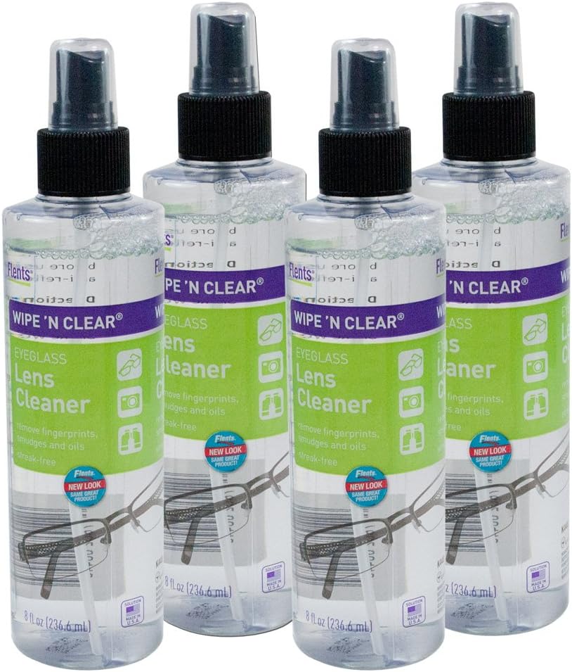 Flents Wipe 'N Clear Eyeglass Lens Cleaner 8 fl oz 4 Bottles
