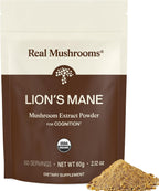 Real Mushrooms Lions Mane Mushroom Supplement - Organic Lions Mane Extract Powder for Overall Wellness with Adaptogens – Functional Vegan, Non-GMO Blend with 60 Servings
