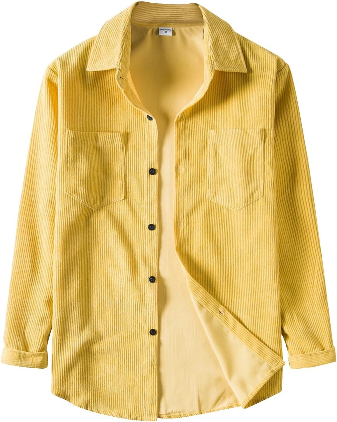 Ymosrh Men's Fall Casual Shirts Long Sleeve Button Down Corduroy Shirt Jacket with Pockets, M-3XL