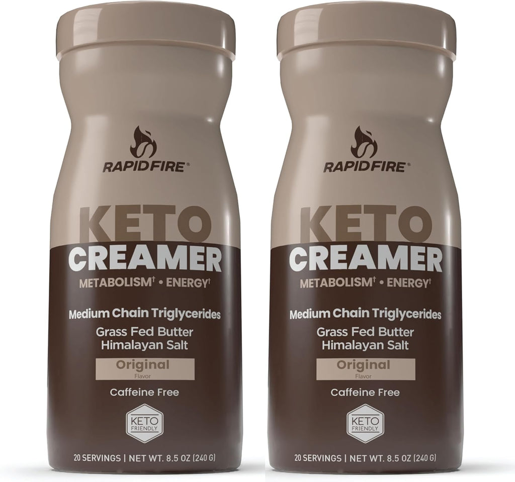 Rapid Fire Keto Creamer, Coffee Creamer with Grass Fed Butter, MCT Oil, Himalayan Pink Salt, Delicious Original Flavor, Energy Support, 2 Pack, 40 Servings