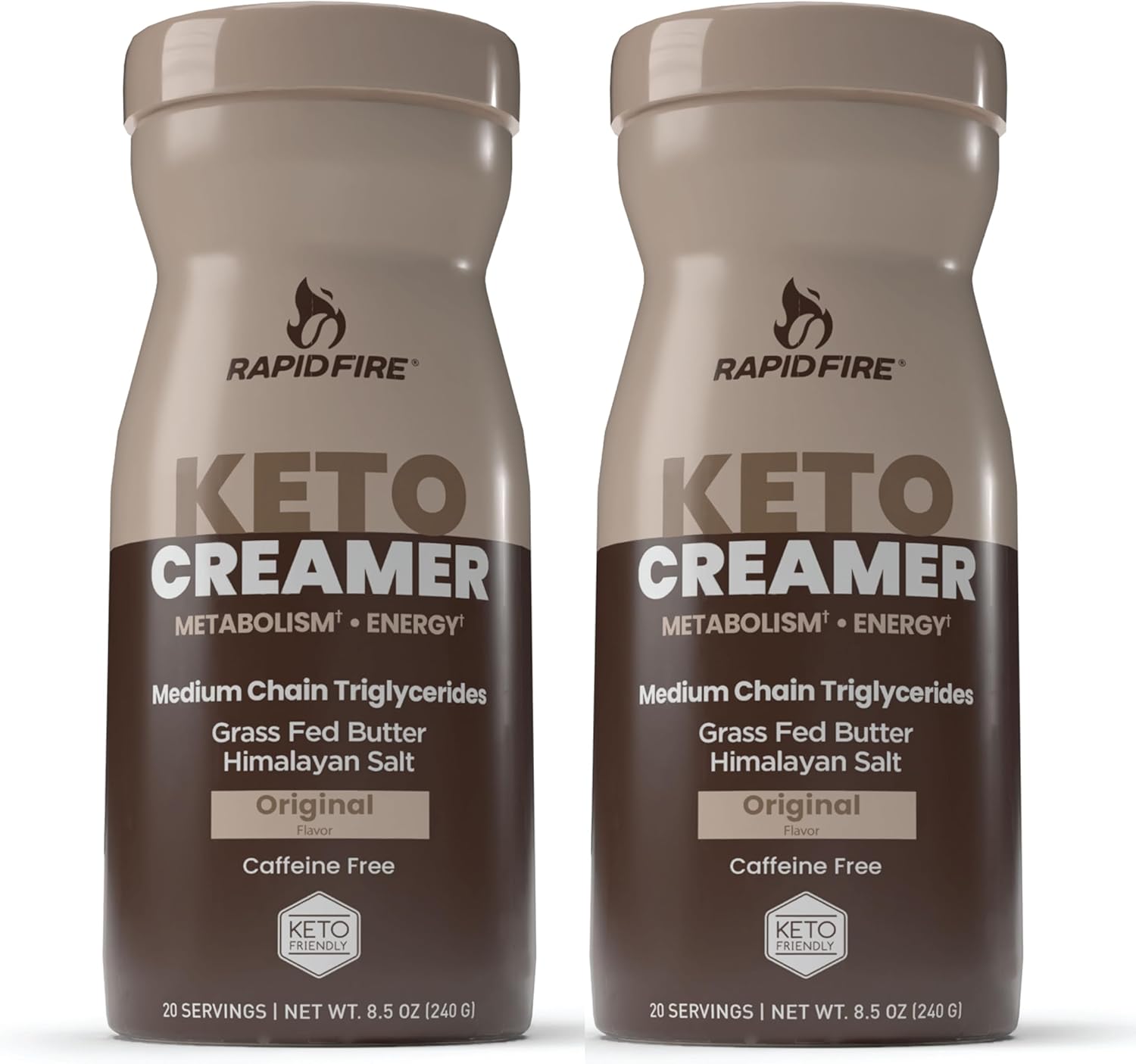 Rapid Fire Keto Creamer, Coffee Creamer with Grass Fed Butter, MCT Oil, Himalayan Pink Salt, Delicious Original Flavor, Energy Support, 2 Pack, 40 Servings