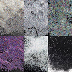 Pixie Crystals for Nails - 6 Bottles Micro Caviar Beads 0.6-2mm Holographic Glass Balls Gems Stones Tiny Rhinestones for Acrylic Manicure Decoration Supplies