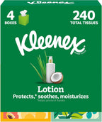 Kleenex Lotion Facial Tissues with Coconut Oil, 4 Cube Boxes, 60 Tissues Per Box, 3-Ply