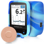 YOUSHARES Silicone Case for Libre 2 Reader with 20 Packs Beige Libre 2 Sensor Patches Waterproof, Anti-Drop Scratches Protective Case for Adhesive Patches Sensor (Blue & White)