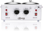 Double Wax Warmer Professional Electric Wax Heater Machine for Hair Removal, Dual Waxing Pot Paraffin Facial Skin Body SPA Salon Equipment with Adjustable Temperature Set