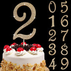 Large Number 2 Cake Topper Gold Rhinestone Number Cake Toppers 2nd Birthday Cake Topper, Anniversary Cake Toppers, 16 18 21 30 40 50 60 70 80 90 Birthday Anniversary Cake Decorations (2, Glod)