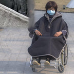 McbeAn Wheelchair Blanket Winter Warm Cover, Windproof Cape Poncho with Hood, Easy to Put On and Take Off, Windproof and Warm, for Leg and Whole Body Warmth, Ideal Winter Warm Cover