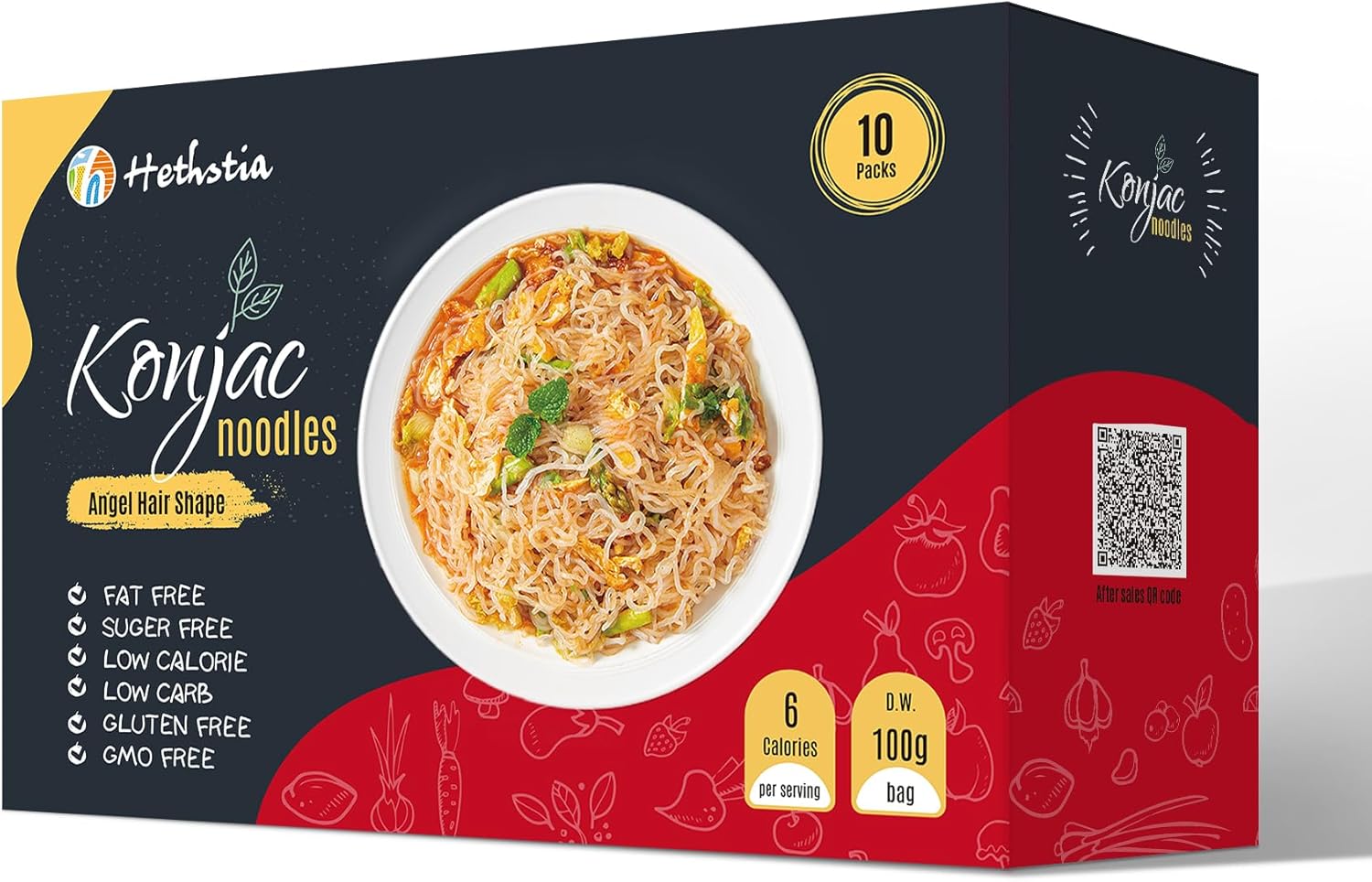 Hethstia Konjac Noodle – Ready-to-Eat Shirataki Angel Hair, Low Carb, Low Calorie, Keto, Vegan, Gluten-Free Asian Ramen, Sugar-Free, Plant-Based, Healthy Instant Meal & Holiday Gift