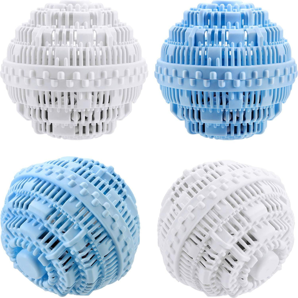 Boao 4 Pieces Laundry Ball, Natural Non Chemical Detergent Laundry Balls for Washing Machine Ultra Laundry Washer and Dryer Washing Ball Bundle(Blue, White)