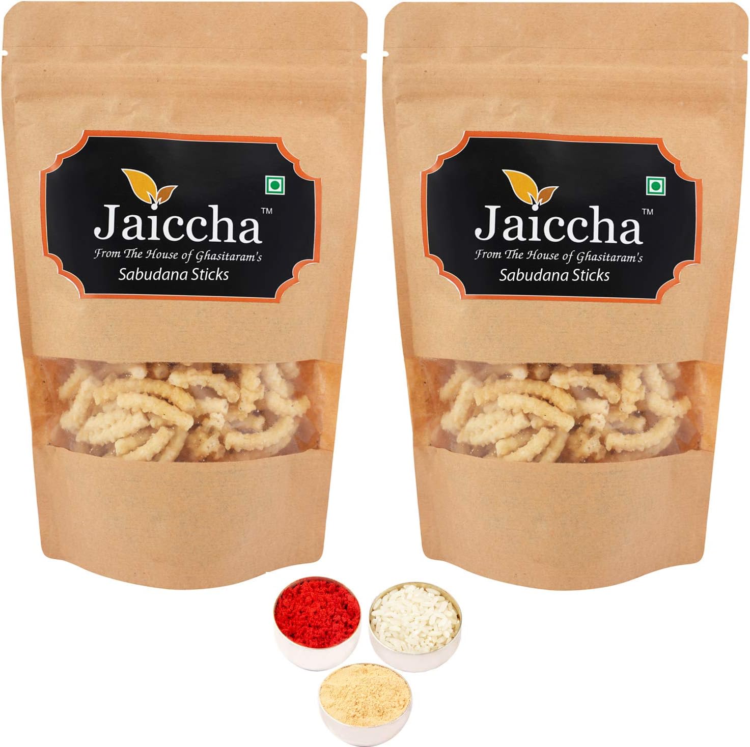 Jaiccha Ghasitaram Bhaidooj Gifts - Sabudana Sticks 400 GMS in Brown Paper Pouch